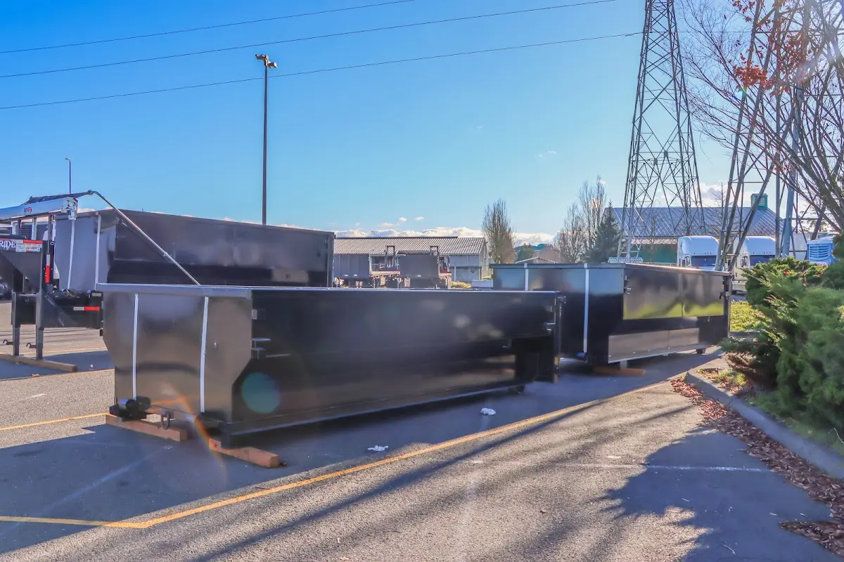 Roll-off dumpster ready for waste disposal at job site for 3 Yard Dumpster Rental in Madera Acres